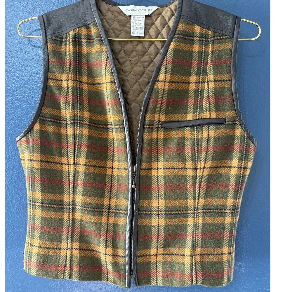 VTG Casual Corner Plaid Vest | Equestrian Country Club Academia Wool Blend Sz 8